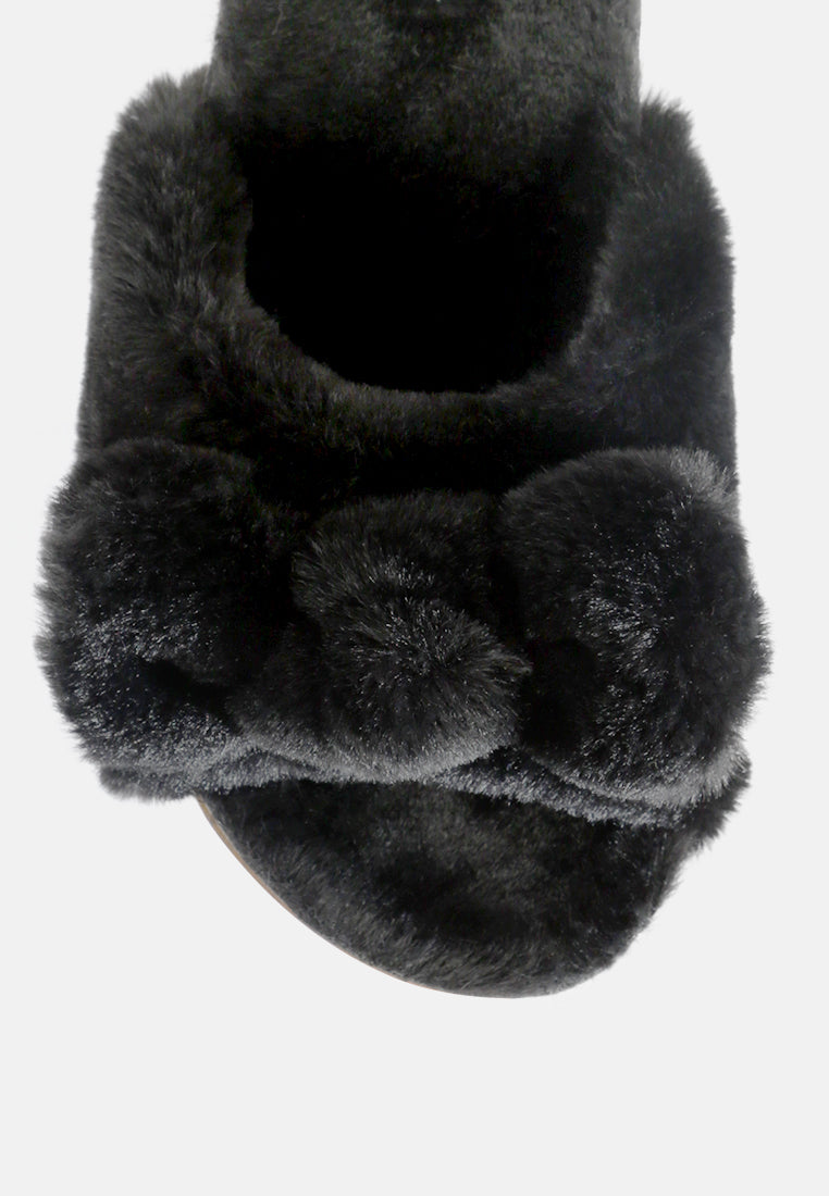 Fuzz Bow Fur Flats-3