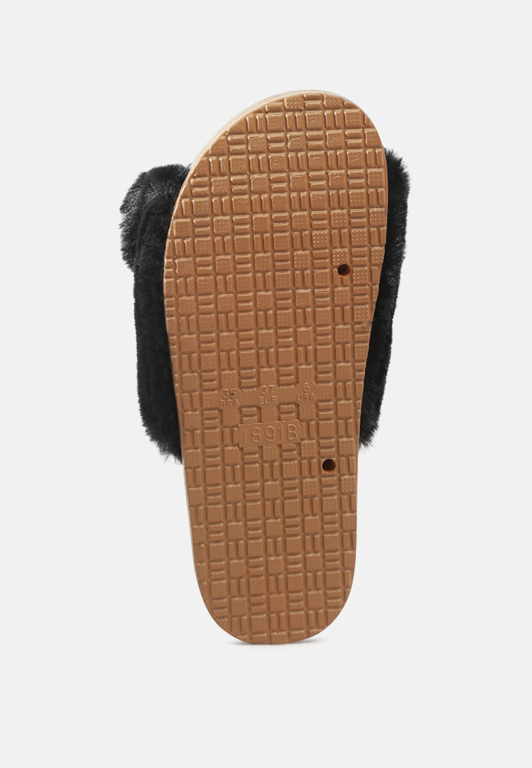 Fuzz Bow Fur Flats-4