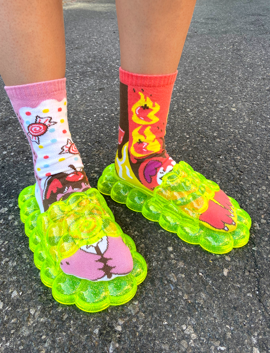 ADULT NEON LIME BUBBLE SLIDES-0