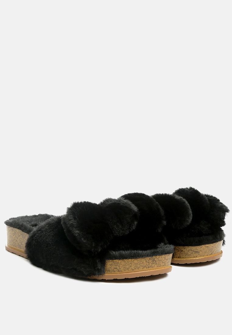 Fuzz Bow Fur Flats-1