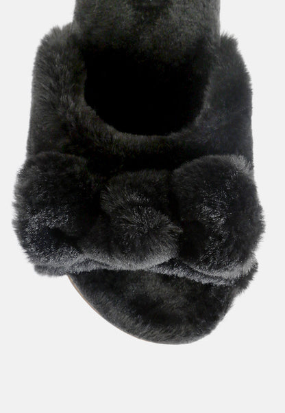 Fuzz Bow Fur Flats-3