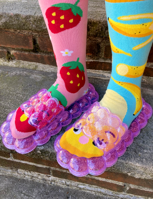 (ALMOST GONE!) ADULT HOT PINK BUBBLE SLIDES-0